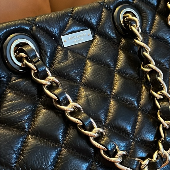 🎉𝐇𝐏!🎉KATE SPADE ♠️ MARYANN BLACK w/GOLD CHUNKY CHAIN HARDWARE - Picture 2 of 9